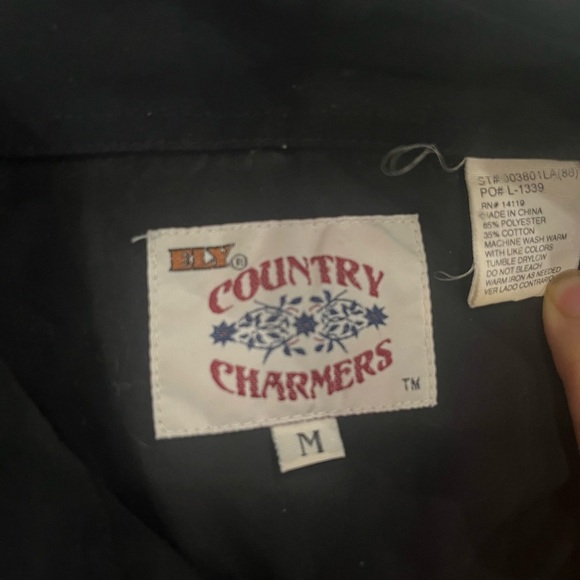 Ely Cattleman Black Shirt with Red Floral Embroidery - Picture 6 of 9